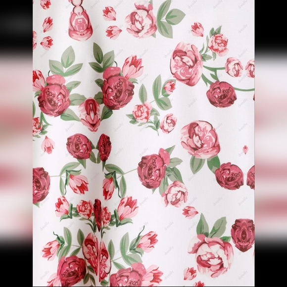 BNWT - Sexy and Cute Flower Print Cottagecore A-line Lace up Dress - Picture 3 of 5